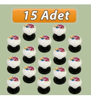 15 Adet Menekşe Kulp Beyaz Polimer Düğme Kulp Siyah Tablalı Mobilya Mutfak Dolabı Çekmece Kulbu Kulpları