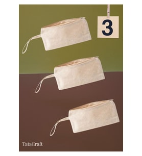 3'lü Ham Bez Keten Kalemlik Seti, Fermuarlı, Astarsız, 140g, %100 Pamuk
