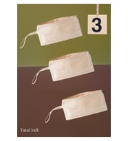 3'lü Ham Bez Keten Kalemlik Seti, Fermuarlı, Astarsız, 140g, %100 Pamuk