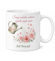 Sulama Kabı Çizimli Sevgiyle Büyütülen İlişkiler Romantik Kupa Bardak Hediye