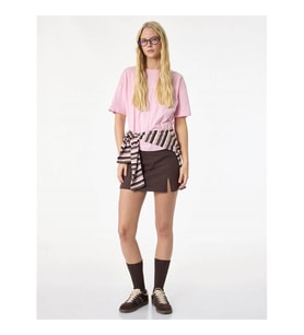 Koton Rahat Kalıp Baskılı Pembe Kadın T-Shirt 6SAL10099IK