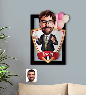 BK Gift Kişiye Özel İsimli Erkek Doğum Günü Karikatürlü 3D Ahşap Tablo-3
