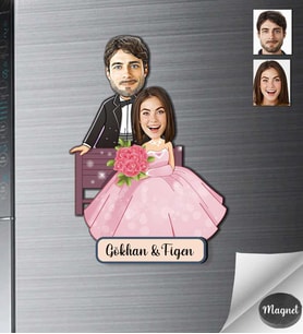 Kişiye Özel Gelin Dağmat Ahşap Magnet -15