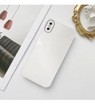 İphone X Parlak Cam Kamera Korumalı Telefon Kılıfı (Beyaz)