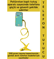 Dayanıklı Spiral Gövdeli Güçlü Güvenli Tutuş Oynar Başlıklı Çok Şık Estetik Akrobat Telefon Tutucu
