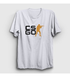 Presmono Unisex Beyaz Logo Oyun Counter Strike Cs Go T-Shirt 323380tt (Beyaz)