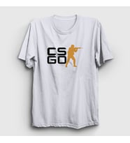 Presmono Unisex Beyaz Logo Oyun Counter Strike Cs Go T-Shirt 323380tt (Beyaz)