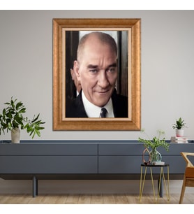 Altın Varaklı Paspartulu Çerçeveli Tablo hb398