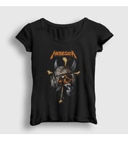 Presmono Kadın Siyah Skull V2 Metallica T-Shirt 293721tt