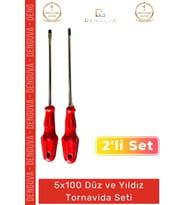 #Tornavida Profesyonel Dayanıklı Çelik Ergonomik Saplı Takımı Düz Yıldız 2'li Tornavida Seti 5x100