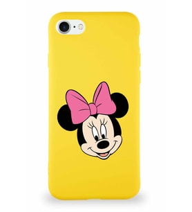 Apple iPhone SE 2020 Soft Premier Kapak Minnie Mouse-C Tasarımlı Silikon Kılıf - Sarı (Şeffaf)