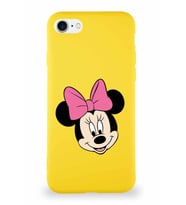 Apple iPhone SE 2020 Soft Premier Kapak Minnie Mouse-C Tasarımlı Silikon Kılıf - Sarı (Şeffaf)