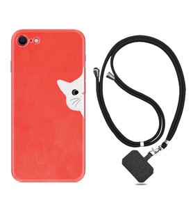 Apple iPhone 5 6 7 8 Plus Se XR Kılıf Boyun Askılı Silikon Kedoş 1735