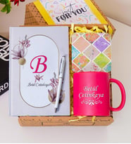 Kişiye Özel Renkli Defter , Pembe Kupa Bardak, Tükenmez Kalem & Hediye Seti