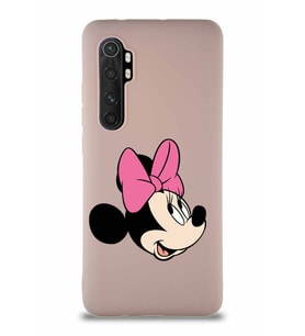 Xiaomi Mi Note 10 Lite Soft Premier Kapak Minnie Mouse-A Tasarımlı Silikon Kılıf - Pudra (Şeffaf)