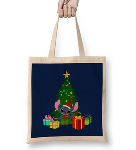 Stitch X'mas 01 Bez Çanta Uzun Saplı