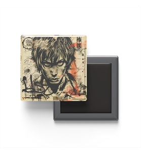 Light Yagami - Baskılı Buzdolap Magneti Kare - 9x9 cm