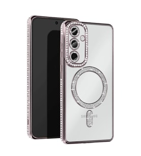 Samsung Galaxy S25 Kılıf Joke Simli Magneticsafe Kılıf - Gümüş