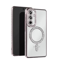 Samsung Galaxy S25 Kılıf Joke Simli Magneticsafe Kılıf - Gümüş