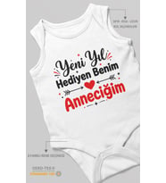 Yeni yıl hediyen benim anneciğim Sıfır Kollu Bebek Zıbını %100 Pamuk