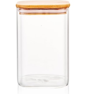 1100ml Sızdırmaz Vakumlu Bambu Kapaklı Borosilikat Cam Kavanoz – Hava Geçirmez & Dayanıklı Gıda Saklama Kabı (10cm x 17cm)