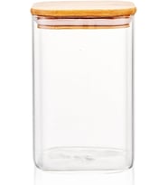 1100ml Sızdırmaz Vakumlu Bambu Kapaklı Borosilikat Cam Kavanoz – Hava Geçirmez & Dayanıklı Gıda Saklama Kabı (10cm x 17cm)