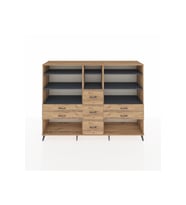 Hyperion Dolap 8 Raflı 7 Çekmeceli  220x44x163 Çam-Antrasit/Çam