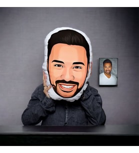 Karikatür Kafa Yüz Fotoğraflı Yastık