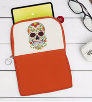 BK Gift Kurukafa Tasarımlı Taşınabilir Koruyucu Tablet Kılıfı & Organizer Çanta - Turuncu-10