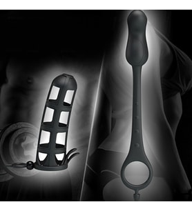 River World 11,5 cm'lik A nal Plug Fantezi Pe nis Kafesi Siyahi Prostat Stimülatör