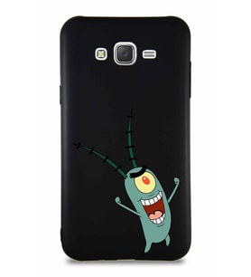 Samsung Galaxy J7 Soft Premier Kapak Plankton Tasarımlı Silikon Kılıf - Siyah (Şeffaf)