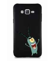 Samsung Galaxy J7 Soft Premier Kapak Plankton Tasarımlı Silikon Kılıf - Siyah (Şeffaf)