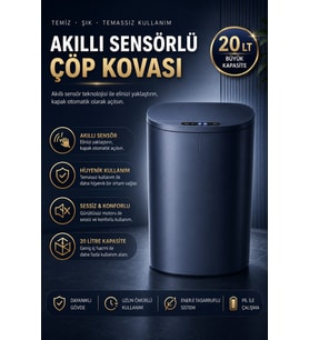 SENSÖRLÜ ÇÖP KOVASI 20L Otomatik Kapak Temassız