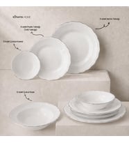 Luxury Yemek Takımı 24 Parça Gerçek Gümüş Lüks Modern (Krem)