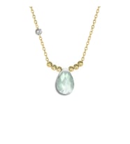 Demas Gold  Pirlanta 14 Ayar Altin Dorikalı Quartz Crystal Renkli Damla Taşlı Kolye