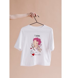 Eros Beni Tam Kalbimden Vurdun Tasarımlı Tişört Kişiye Özel ( Unisex - Büyük - Çocuk )