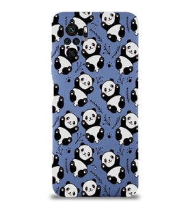 Xiaomi Redmi Note 10s Uyumlu Lansman Kılıf Panda Tasarımlı İçi Kadife Kapak-Mor (Şeffaf)