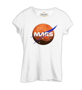 Nasa Mars Logo Beyaz Kadın Tshirt