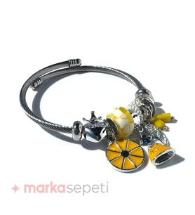 Marka Sepeti Portakal Charm Love Yazılı Gümüş Kaplama Çelik Bileklik