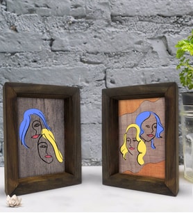 Bk Gift Dekoratif 2'li Doğal Masif Ahşap Çerçeve 15x20cm-57 (Beyaz)
