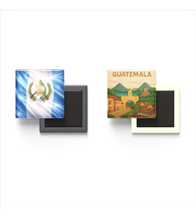 Buzdolap Magnetleri - Guatemala Bayrağı ve Paper Cut Tema - 2'li Set Magneti