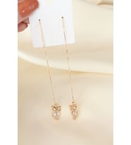 Altın Renk Kristal Taşlı Uzun Sallantılı Baykuş Küpe 5886 - SSSSSS2446-4982