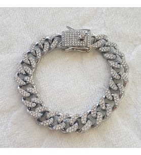 2 cm Taşlı Cuban Bileklik Unisex