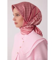 Geometrik Desen %100 Twill İpek Eşarp BE23