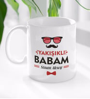 BK Gift Kişiye Özel Yakışıklı Babam Tasarımlı Beyaz Kupa Bardak - Model 3