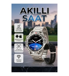 Yuvarlak Ekran GPS Destekli Akıllı Saat – Android ve iOS Uyumlu, Su ve Toza Dayanıklı