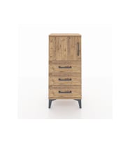 Arges Komodin Tek Raflı 3 Çekmeceli Tek Kapaklı 44x30x96 Çam-Çam