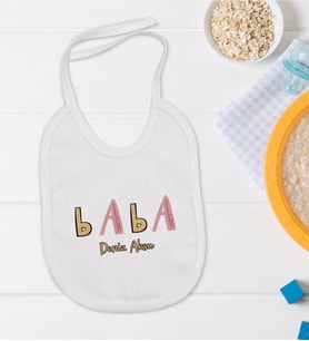 BK Kids Kişiye Özel Baba Tasarımlı Bebek Mama Önlüğü - Model 1