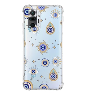 PrintiFy Xiaomi Redmi Note 10 Pro Uyumlu Nazar Boncuğu 5 Baskılı Şeffaf Köşe Korumalı Antişok Kılıf