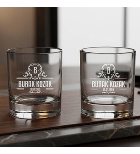 Arkadaşa Özel Kutulu 2’li İsim Yazılı Bourbon Classic Viski Bardakları